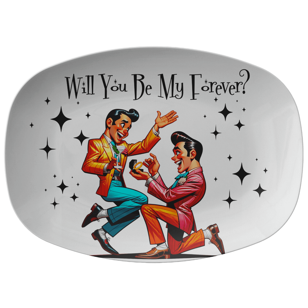 Mid Century Modern Party Platter, Proposal Gay Man Retro Style Fun Kitschy 50s Style Kitchenware default