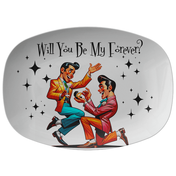 Mid Century Modern Party Platter, Proposal Gay Man Retro Style Fun Kitschy 50s Style
