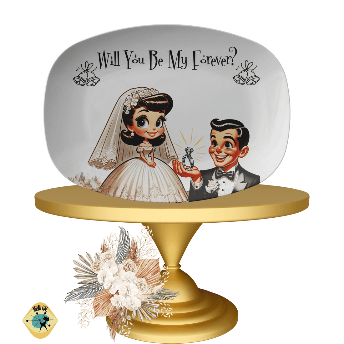 Wedding Proposal Platter Gift For Men Proposal Idea, Kitschy Cute 50s Vintage Theme Kitchenware default