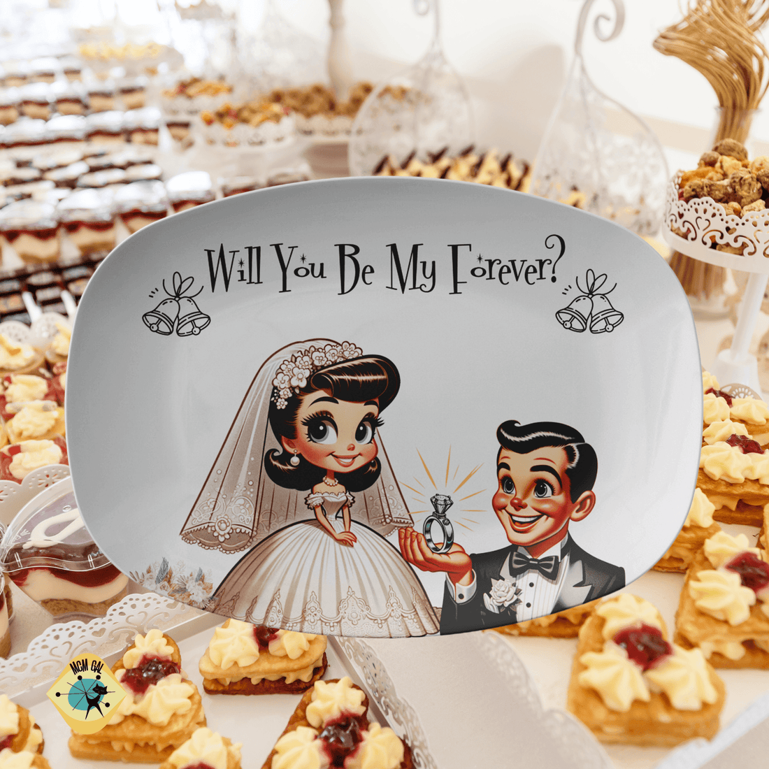 Wedding Proposal Platter Gift For Men Proposal Idea, Kitschy Cute 50s Vintage Theme Kitchenware default