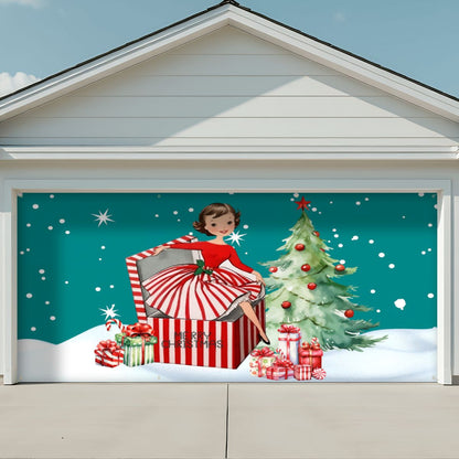 Mid Century Modern 50s Christmas Kitschy Modern Festive Garage Door Banner Backdrop - Mid Century Modern Gal