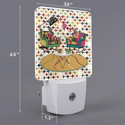 Kitschy Cute Atomic Reading Cats, Scandi Designed Retro LED Night Light Set of 2 - Mid Century Modern Gal