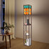 Mid Century Modern Orange Teal Geometric Pattern Floor Lamp with Shelves - Mid Century Modern Gal