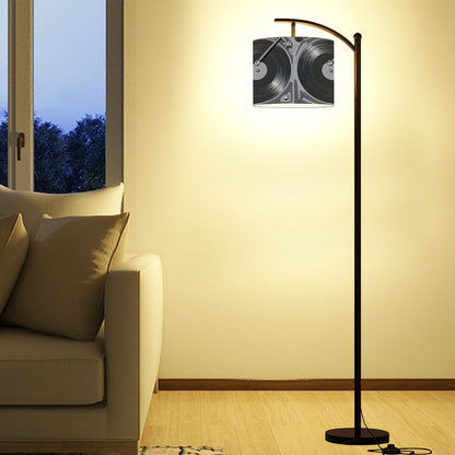 Mid Mod Retro Vinyl Record Music Room, Den, Office, Mid Century Modern Arc Floor Lamp - Mid Century Modern Gal