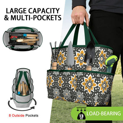 Floral Bohemian Retro Gray Yellow Modern Garden Tool Bag