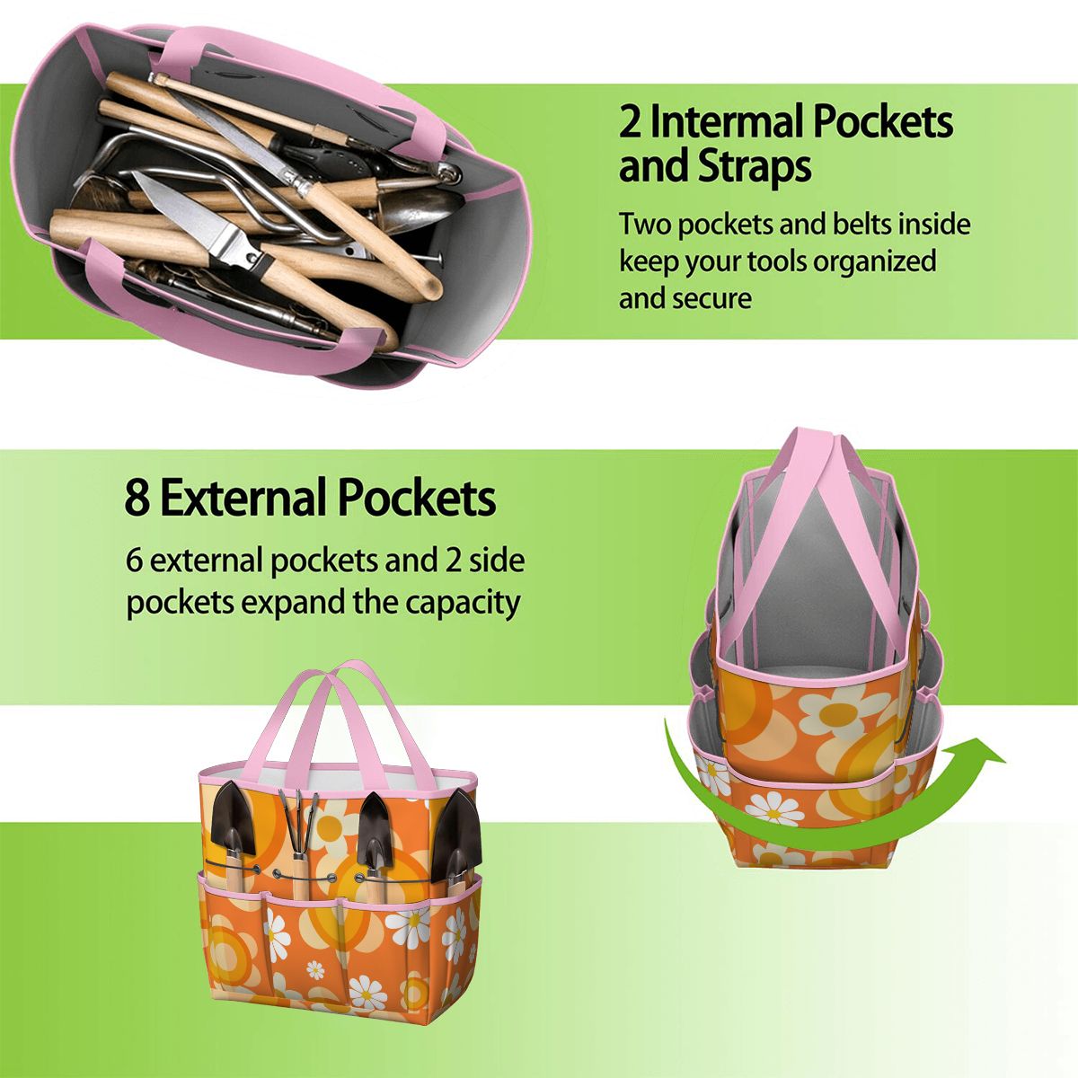 Flower Power Orange Groovy Mod Garden Tool Bag