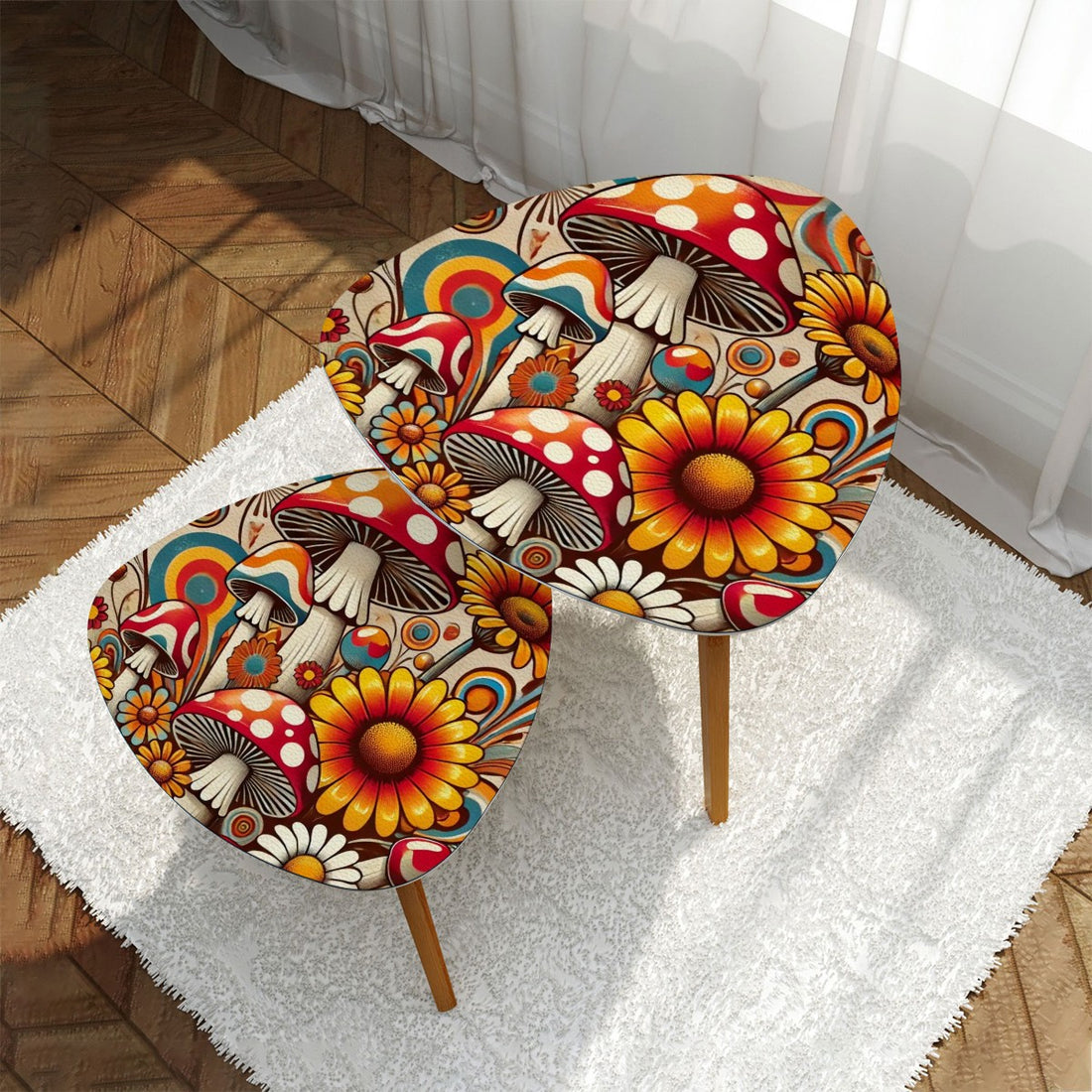 Groovy Magic Mushroom Funky Fun Retro Nesting Tables