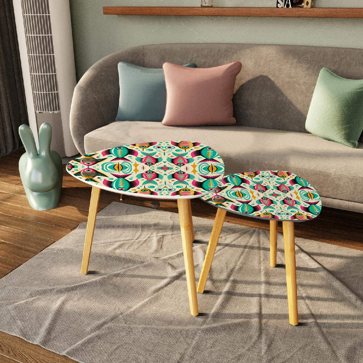 Atomic Fish Mid Century Modern Fish Art Nesting Table Set of 2 (Made in USA) - Mid Century Modern Gal