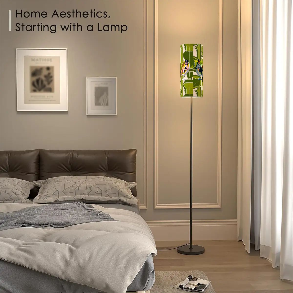 Mid Century Modern Mod 60s Couple Green Kitschy Wrap Around Design, MCM Floor Lamp - Mid Century Modern Gal