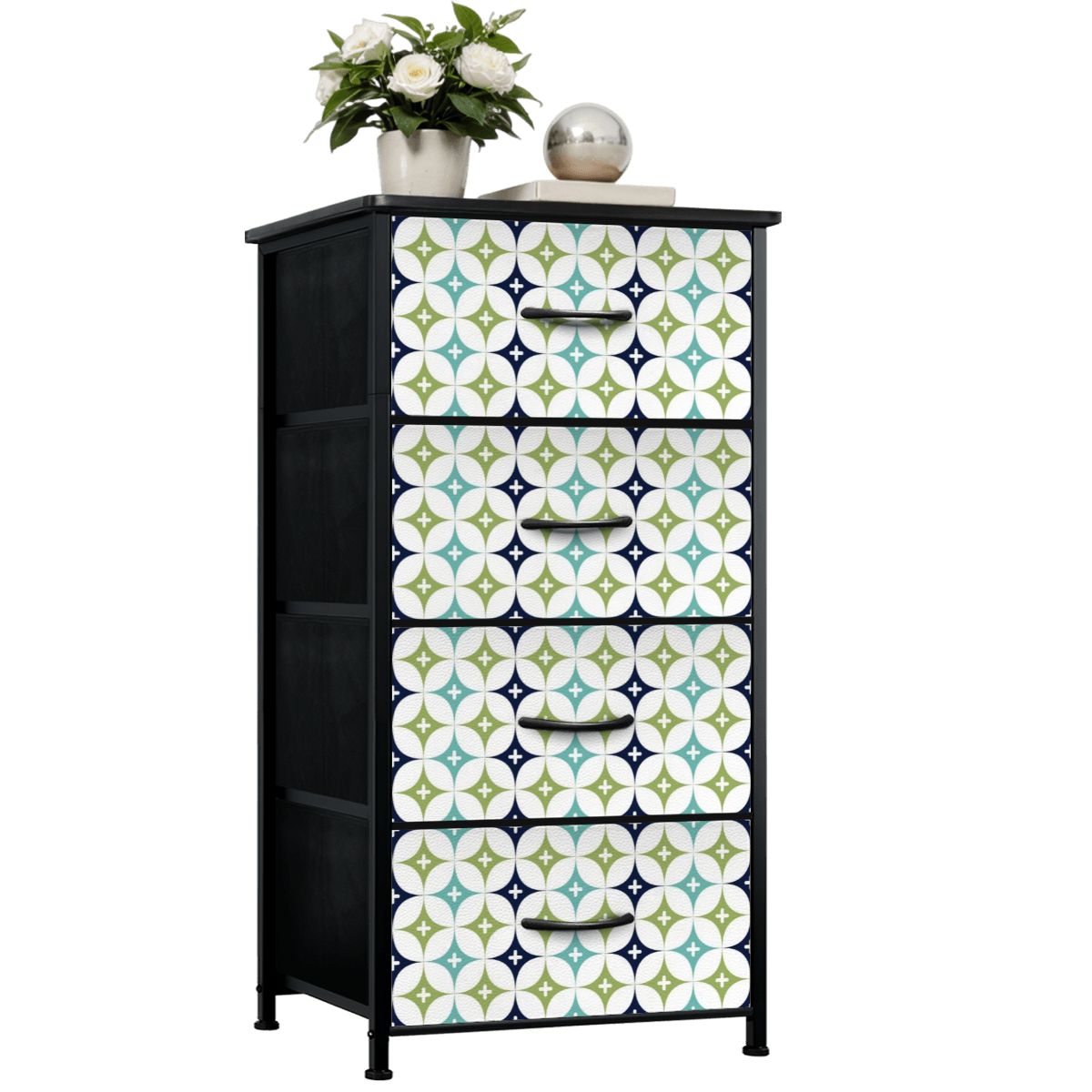 Mid Century Modern Atomic Blue, Green 4-Drawer Dresser - Mid Century Modern Gal
