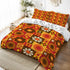 Retro 70s Bedding, Orange Brown Yellow, Hip Mod Daisy Flower Power Queen Duvet Cover Set - Mid Century Modern Gal