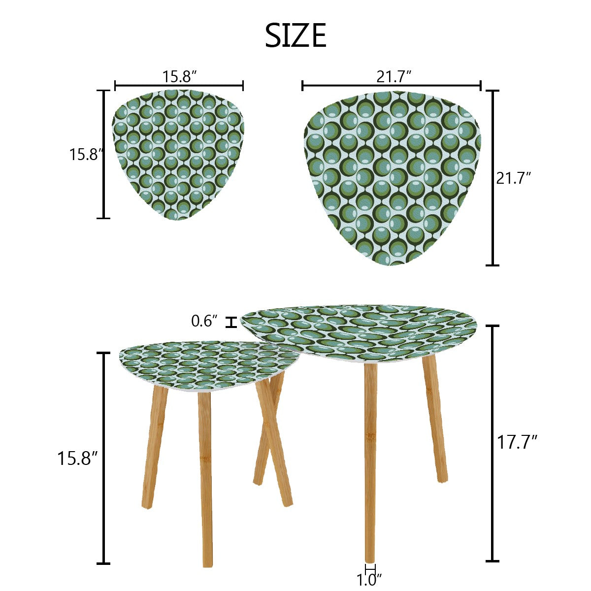 Mid Century Modern Groovy Orb, Green Olive Mid Mod Retro Nesting Tables - Mid Century Modern Gal