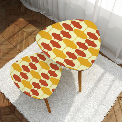 Mid Century Modern Mustard Yellow, Burnt Orange Groovy Mod Nesting Tables - Mid Century Modern Gal