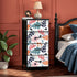Mid Century Modern Floral Pink Orange Blue 4-Drawer Dresser - Mid Century Modern Gal
