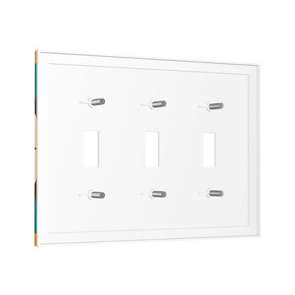 Mid Century Modern Switch Cover 3-Gang 3 Toggle, Geometric Orange Teal Mid Mod Design - Mid Century Modern Gal