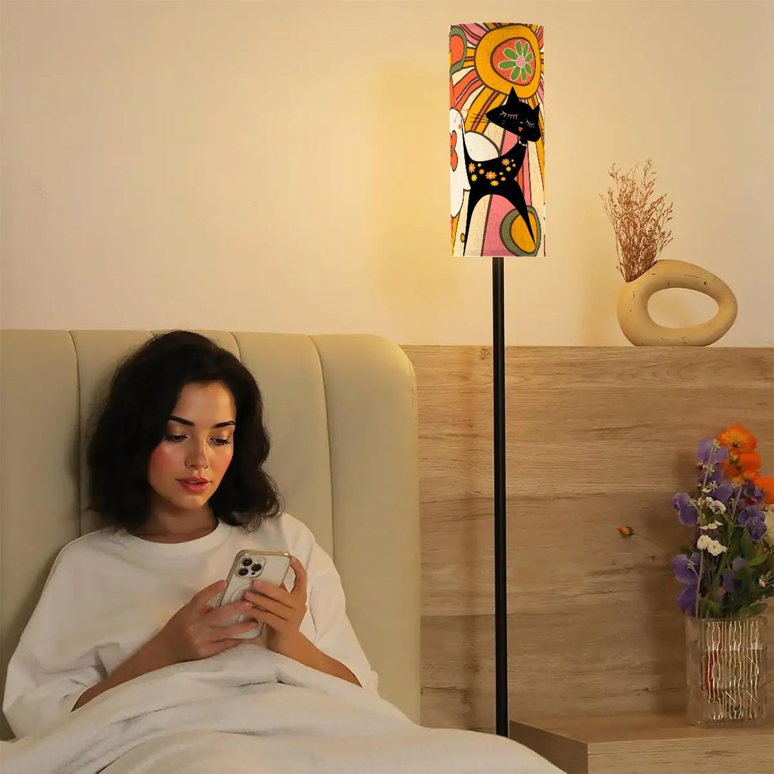 Retro 70s Groovy Mid Mod Floor Lamp, Mod Atomic Cat, MCM Slim Floor Lamp - Mid Century Modern Gal