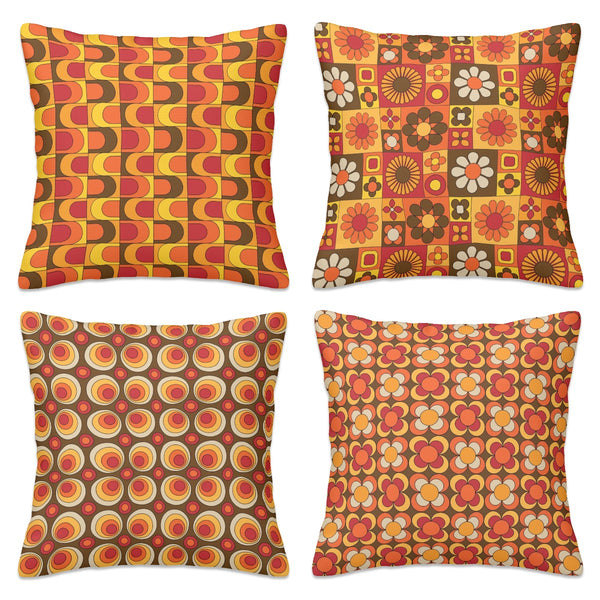 Mid Mod Retro 70s Groovy Designed Mod Pillow Covers ONLY
