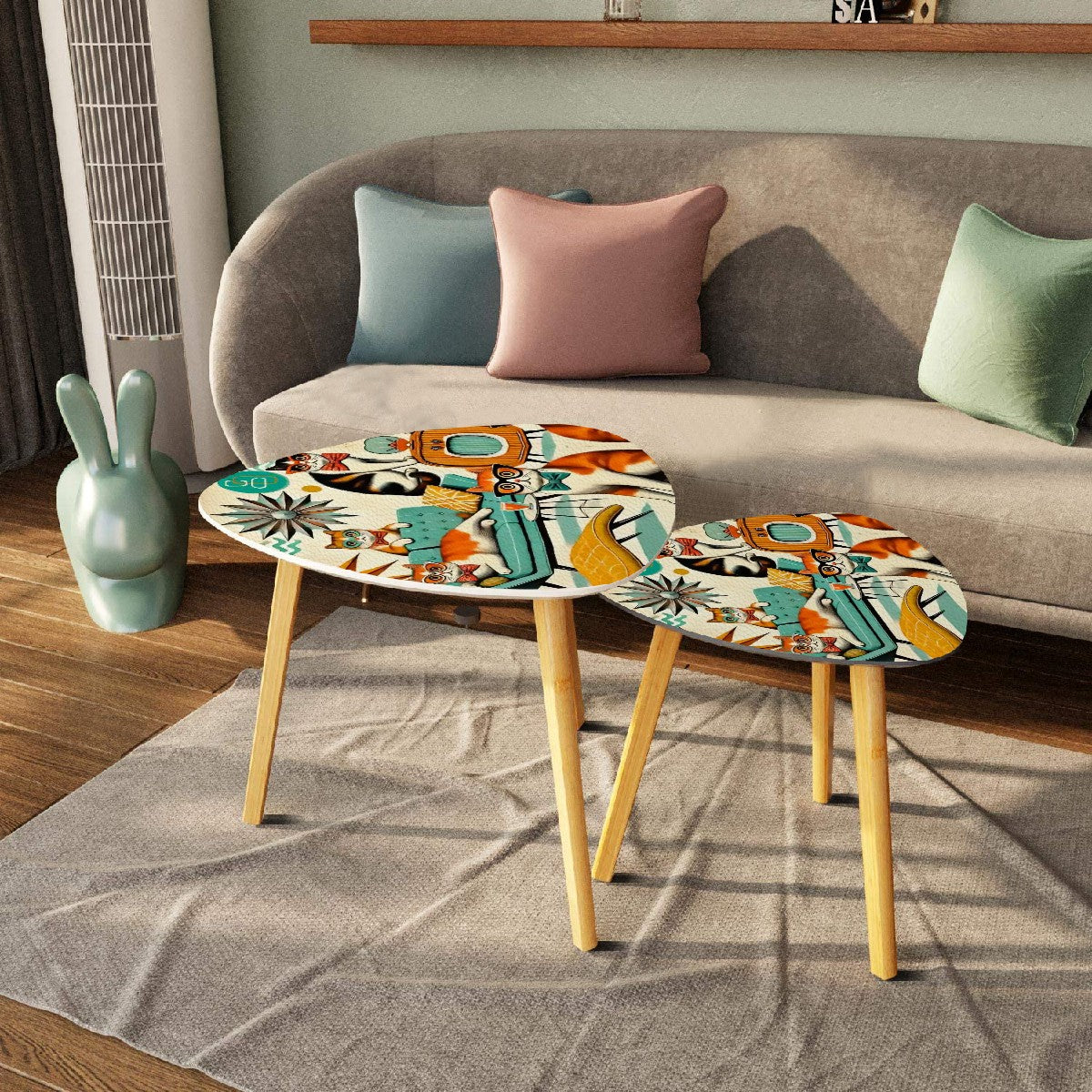 Kitschy Cats, Mid Century Modern Quirky Fun Nesting Tables - Mid Century Modern Gal