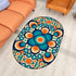 Retro Groovy Space Orbs, Orange Blue MCM Oval Rug Mat - Mid Century Modern Gal