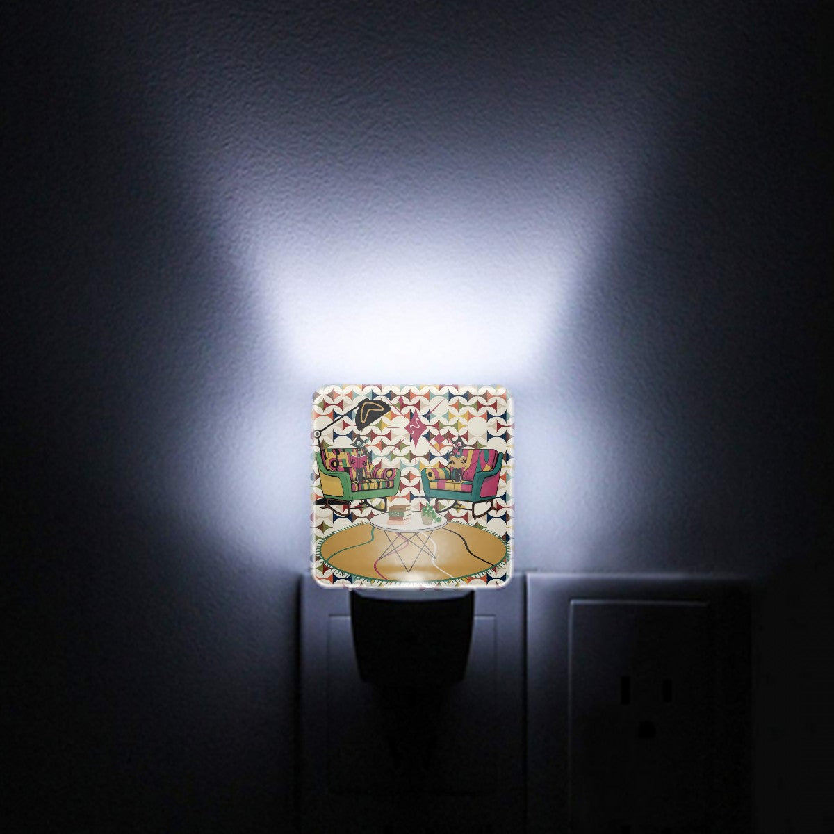 Kitschy Cute Atomic Reading Cats, Scandi Designed Retro LED Night Light Set of 2 - Mid Century Modern Gal
