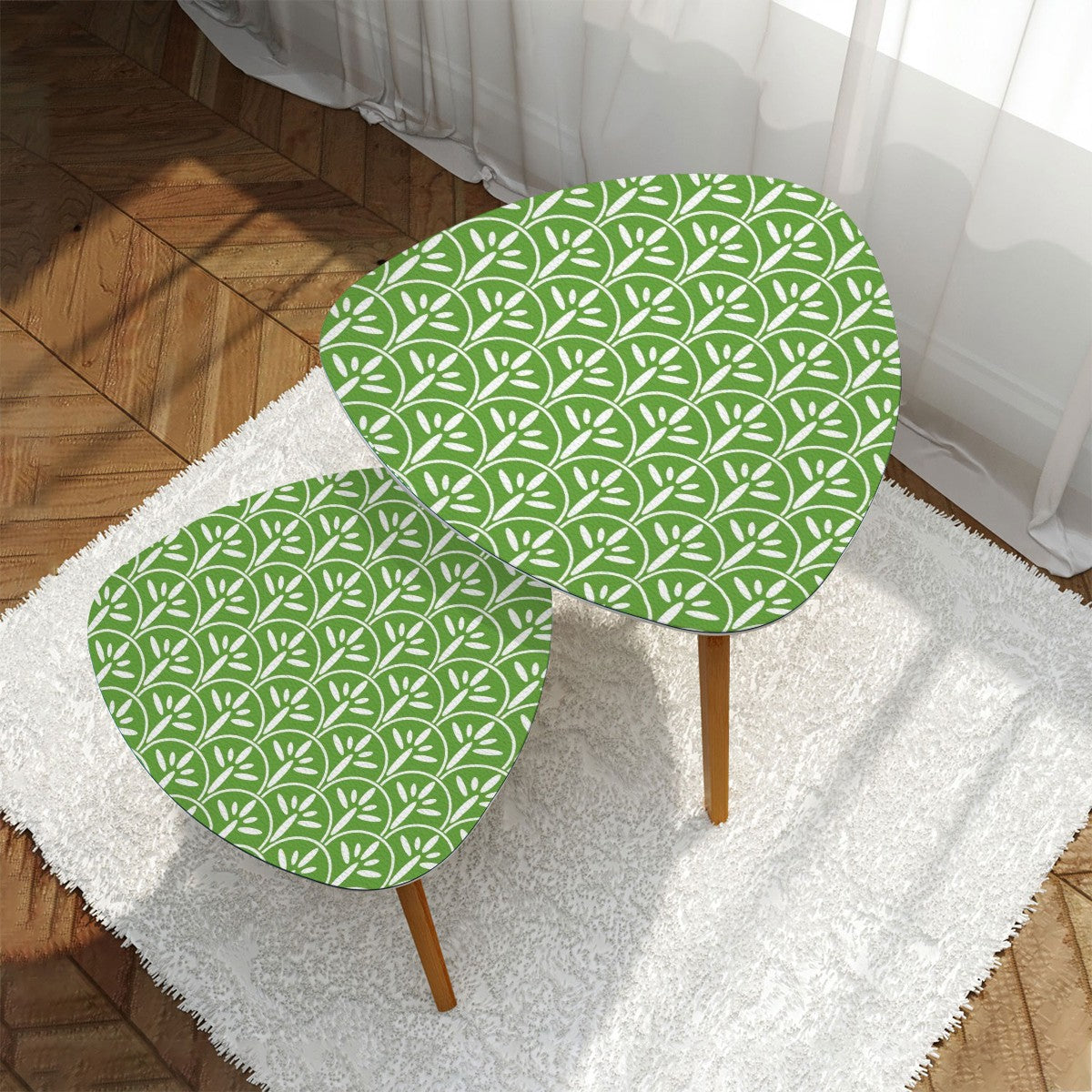 Mid Century Modern Nesting Tables Green Grass And White | Stylish Art Deco MCM End Tables - Mid Century Modern Gal