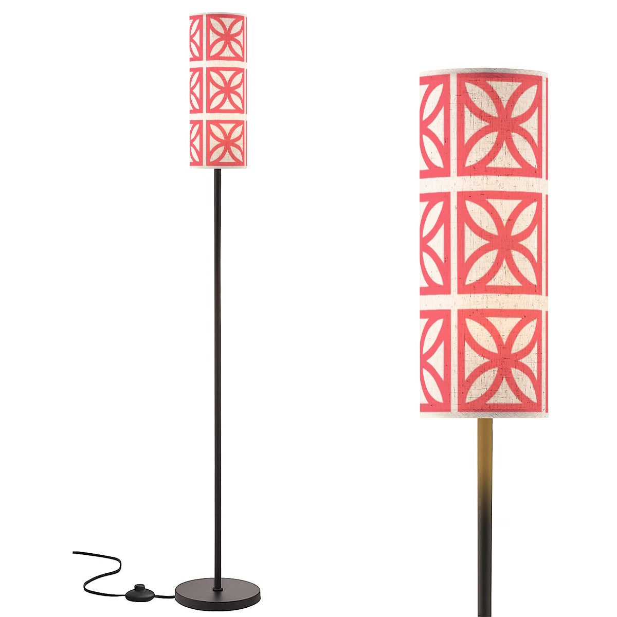 Mid Century Modern Breeze Block Coral Color Mod Slim Floor Lamp - Mid Century Modern Gal