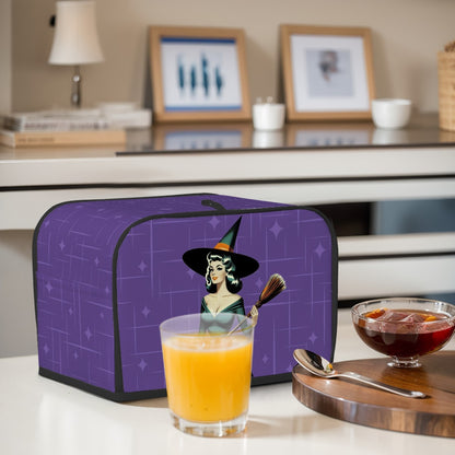 Mid Century Modern Vintage Pin Up Witch Purple Teal Halloween 2 Slice Toaster Cover - Mid Century Modern Gal
