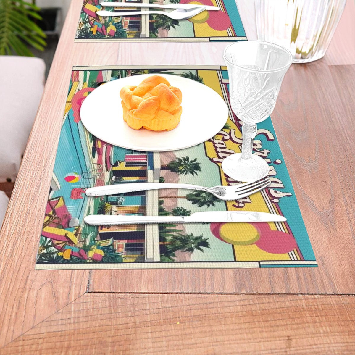 Old Palm Springs California Mid Mod Flamingo Quirky Fun Placemat - Mid Century Modern Gal