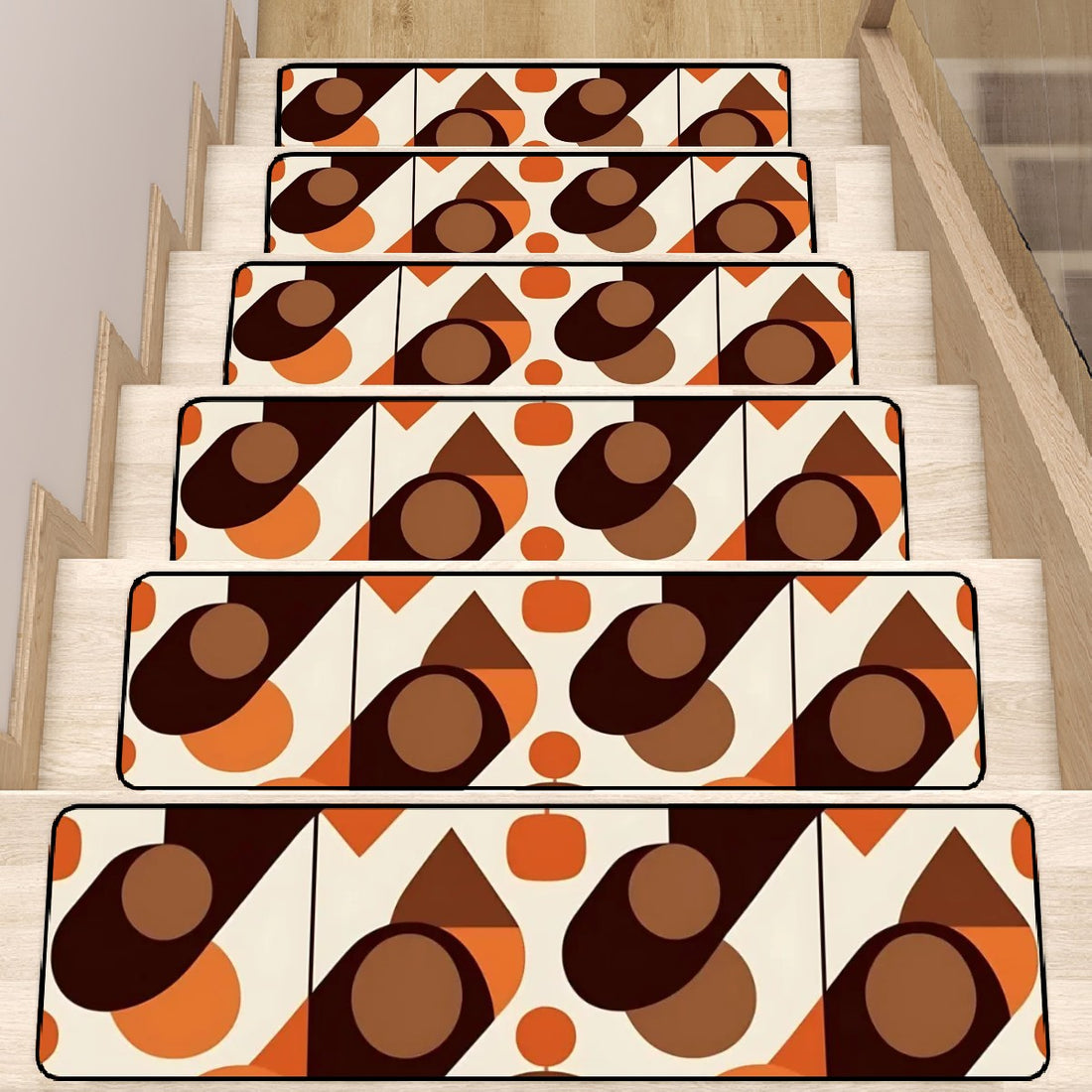 Mid Century Modern Orange Brown Retro Mod Groovy Non Slip Carpet for Stairs Treads - Mid Century Modern Gal