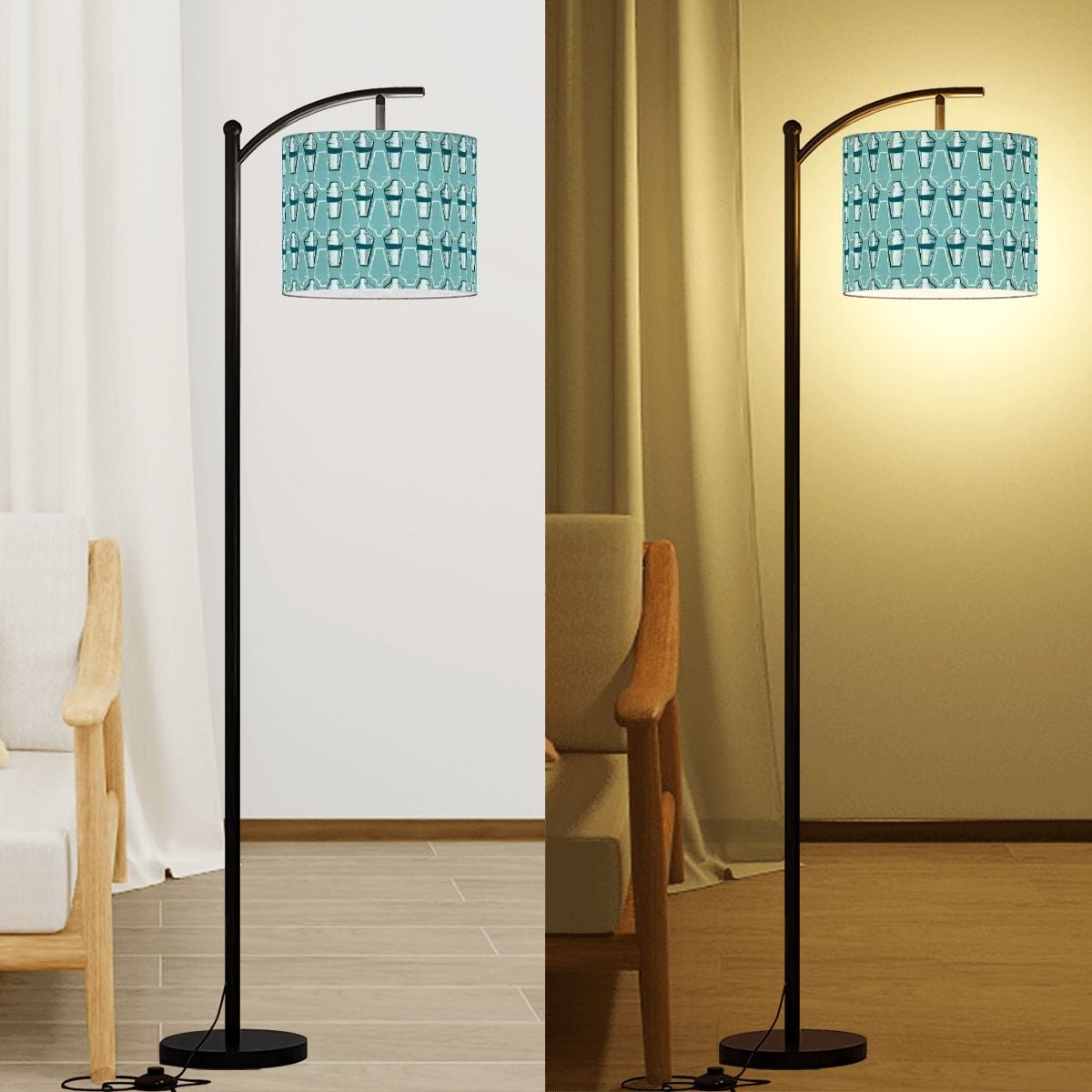 Mid Century Modern Martini Shaker Designed Aqua Blue Retro Lamp SHADE ONLY - For Arc Floor Lamps Only - Mid Century Modern Gal