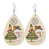 Mid Century Modern Christmas Tree Mod Gal North Pole Express Kitschy Faux Leather Teardrop Earrings - Mid Century Modern Gal