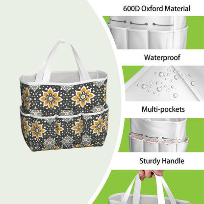 Floral Bohemian Retro Gray Yellow Modern Garden Tool Bag - Mid Century Modern Gal