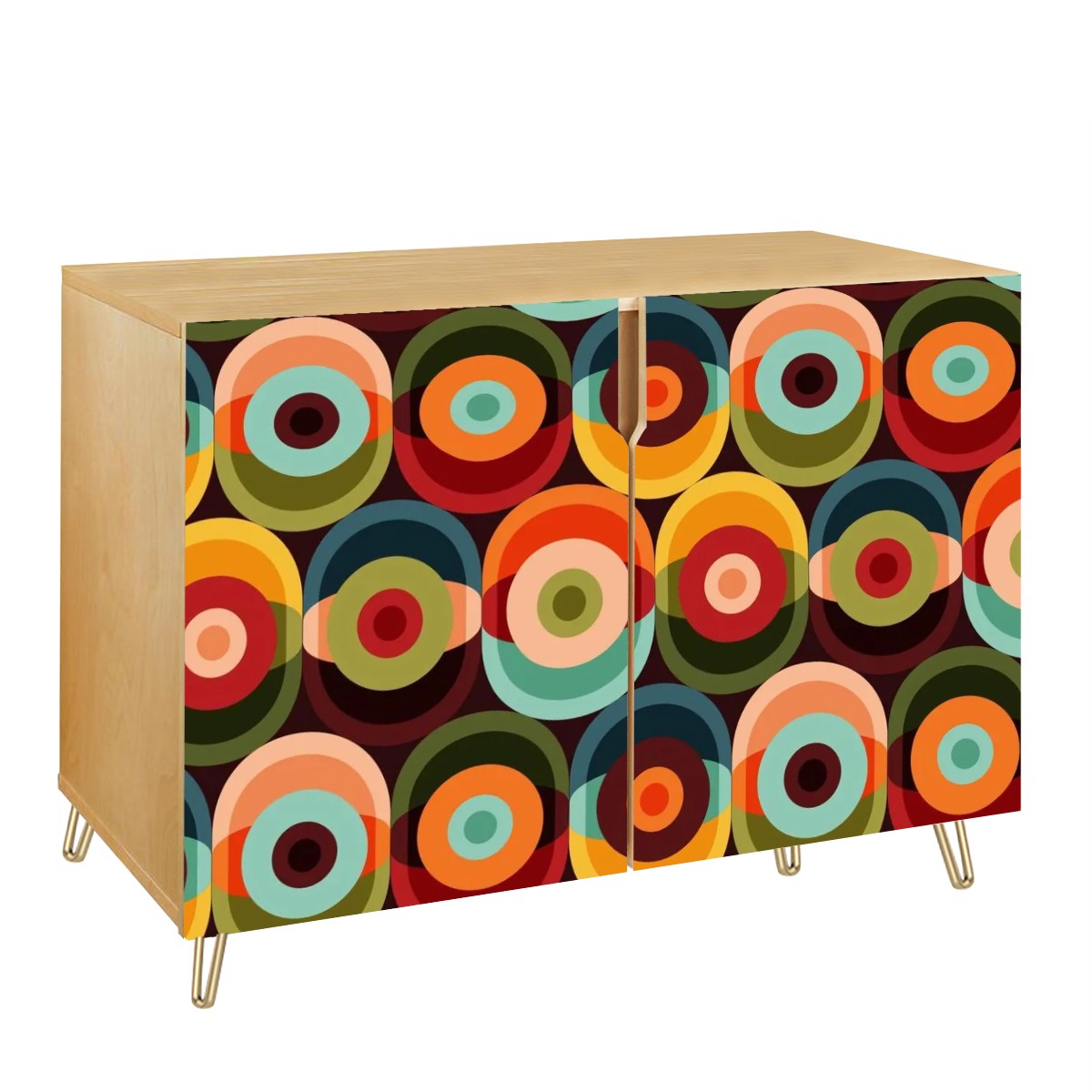 Mid Century Modern Groovy Mod Space Orbs Wooden Storage Cabinet - Mid Century Modern Gal