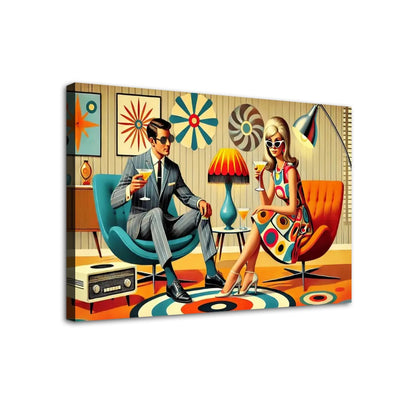Retro 60s Mod Couple Mid Century Modern Wall Art, Cocktail Hour MCM Bar Art - Mid Century Modern Gal