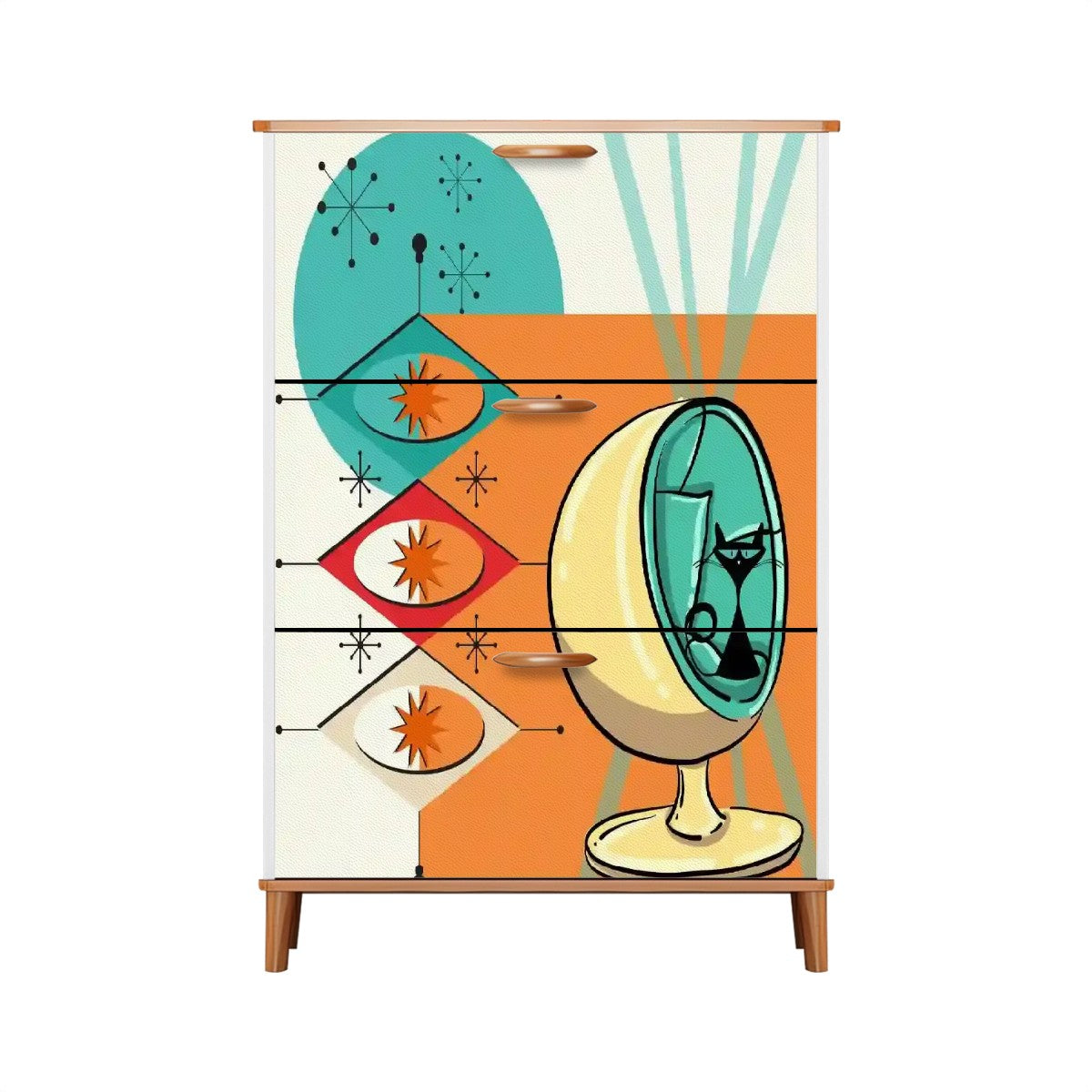 Atomic Cat Mid Century Modern Furniture Shoe Cabinet Storage Cabinet