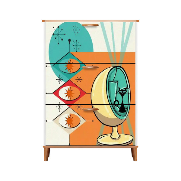 Atomic Cat Mid Century Modern Furniture Shoe Cabinet Storage Cabinet