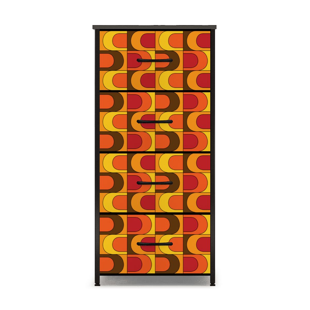 Retro Mid Mod Orange Yellow Brown Groovy 70s Design 4-Drawer Dresser - Mid Century Modern Gal
