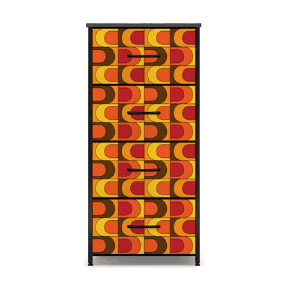 Retro Mid Mod Orange Yellow Brown Groovy 70s Design 4-Drawer Dresser - Mid Century Modern Gal