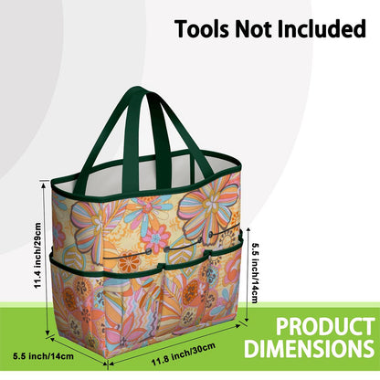 Vintage 70s Floral Pink Yellow Blue, Groovy Mid Mod Flower Power Garden Tool Bag