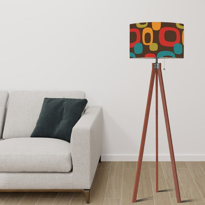 Mid Mod Chocolate Brown, Groovy Geometric Designed, Retro Tripod Floor Lamp - Mid Century Modern Gal