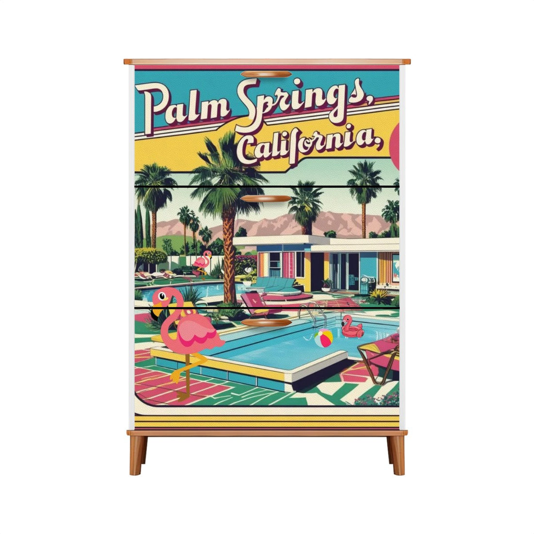 Mid Century Modern Kitschy Flamingo Old Palm Springs California 50s Deco Shoe Cabinet