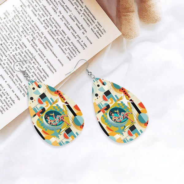 Mid Mod 60s Gal Bauhaus Designed Retro Teardrop Earrings