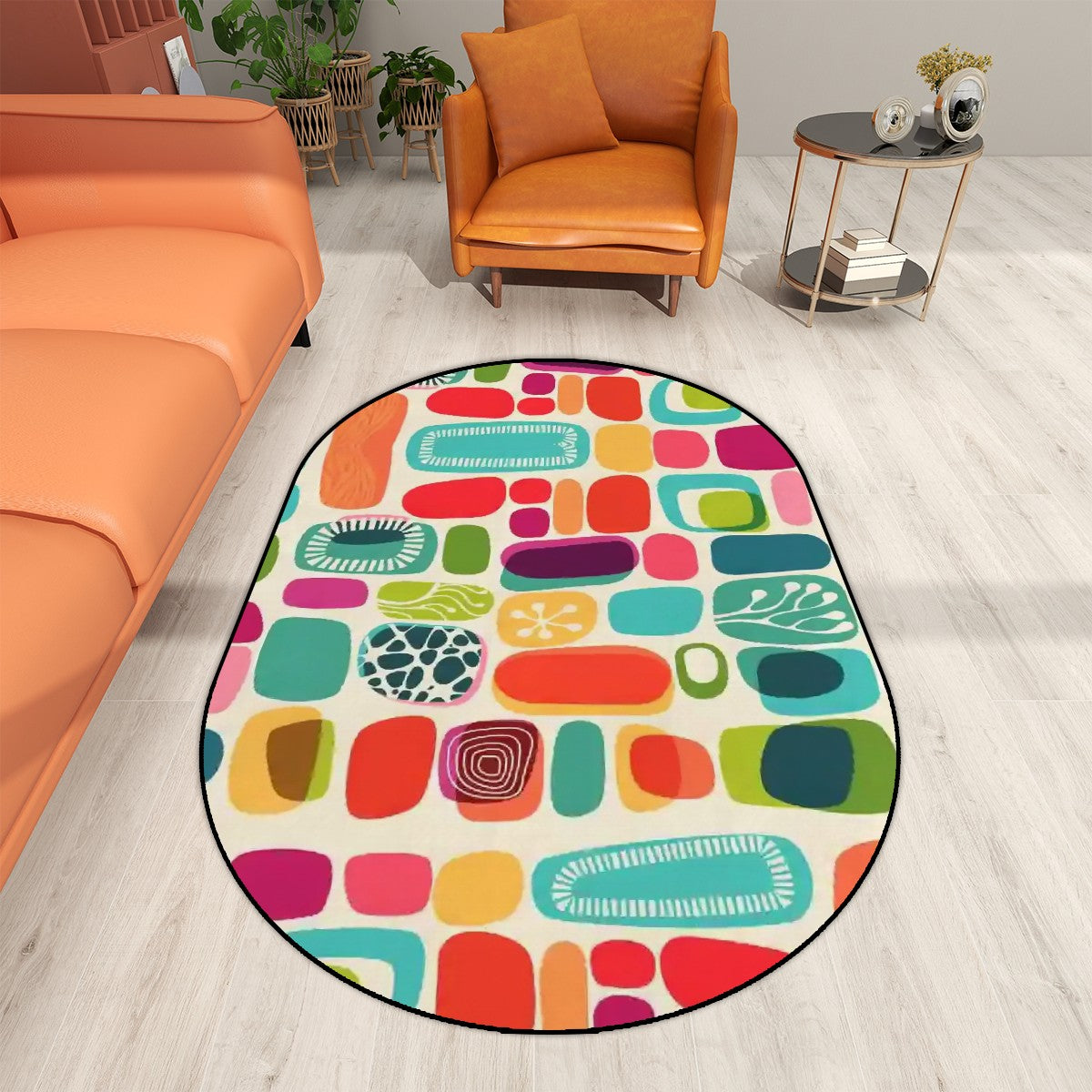 Mid Century Modern Amoeba Designed Oval Area Rug Mat - Mid Century Modern Gal