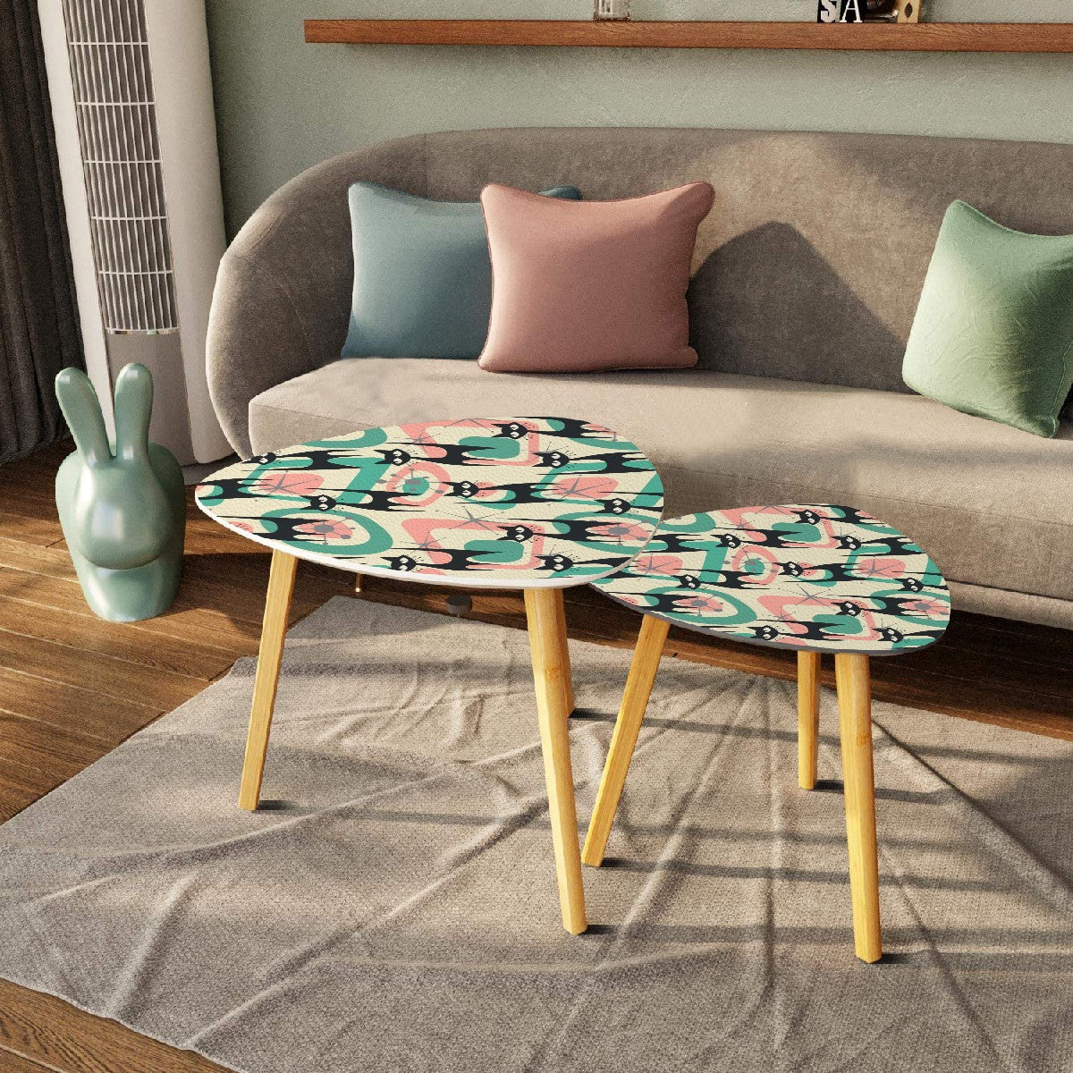 Atomic Cat Retro Mod Mid Century Modern Nesting Tables - Mid Century Modern Gal