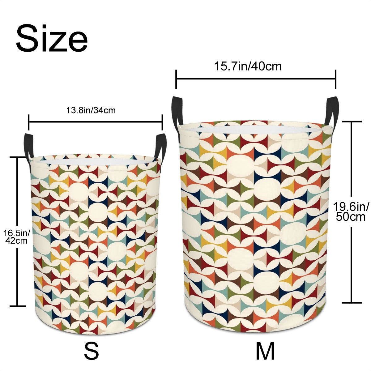 Modern Scandinavian Geometric Designed Mid Mod Laundry Basket