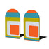 Mid Century Modern Office Decor, Groovy Mod Orange Green Blue Small Wooden Bookends 2 pcs - Mid Century Modern Gal
