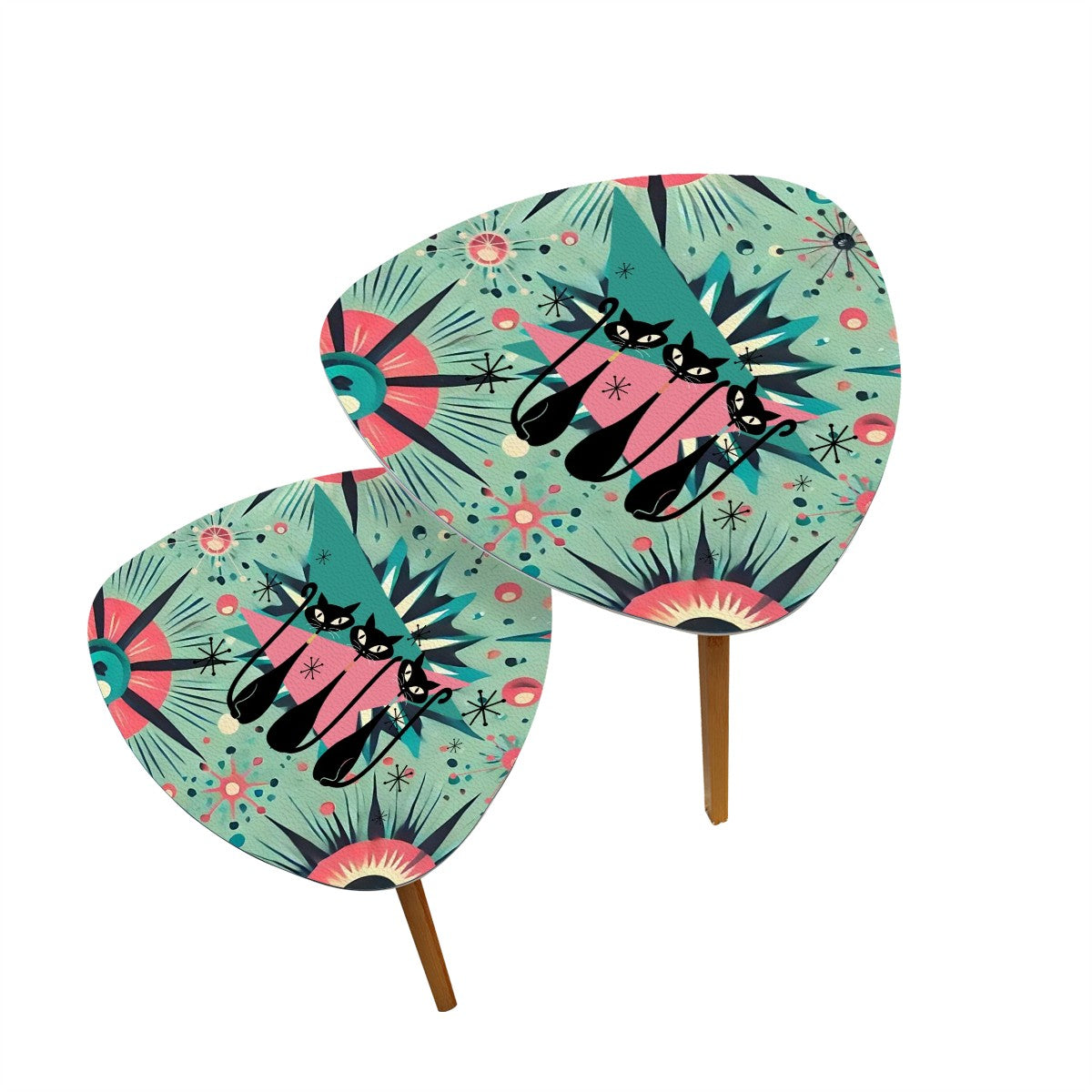 Atomic Cat, Kitschy Mid Century Modern Nesting Tables, Pink, Atomic Style - Mid Century Modern Gal