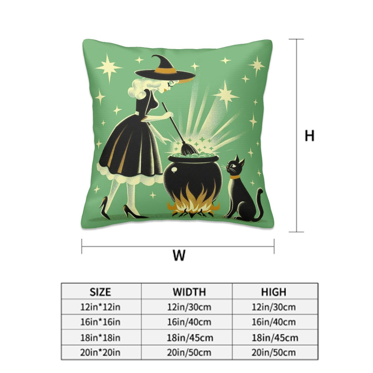 Witch's Brew Mid Century Modern Halloween Gothic Blue & Green Pillow Covers Only - Mid Century Modern Gal