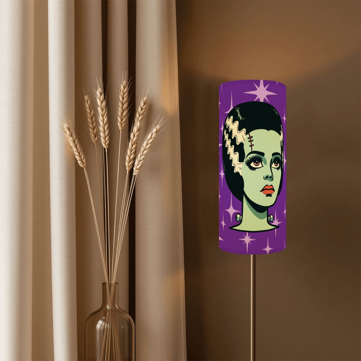 Bride of Frankenstein Retro Mid Mod Horror Buff Purple Halloween Slim Floor Lamp SHADE ONLY - For Slim Floor Lamps Only