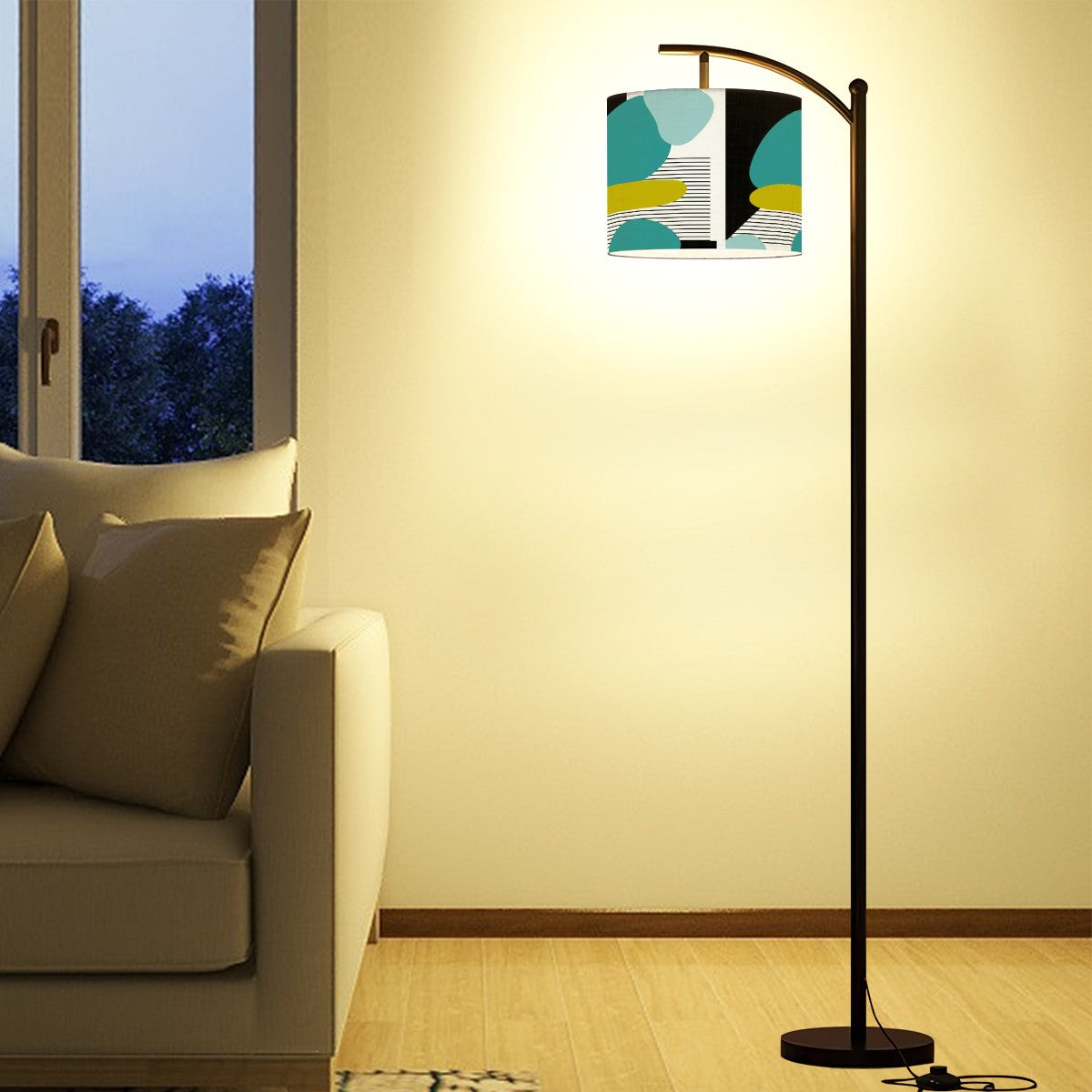 Mid Century Modern Amoeba Designed Geometric Black, Teal, Green Arc Floor Lamp - Mid Century Modern Gal